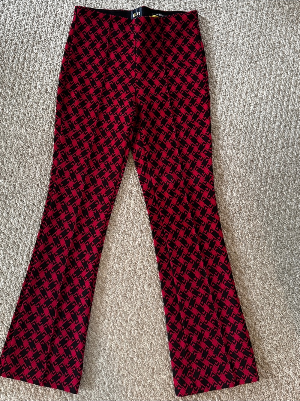 NWOT Maeve Red and Black Ankle Pants - Geometric Knit